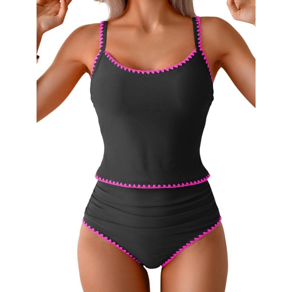 Eomenie Tankini Swimsuit for Women Tummy Control Ruched Two Piece Bathing Suits